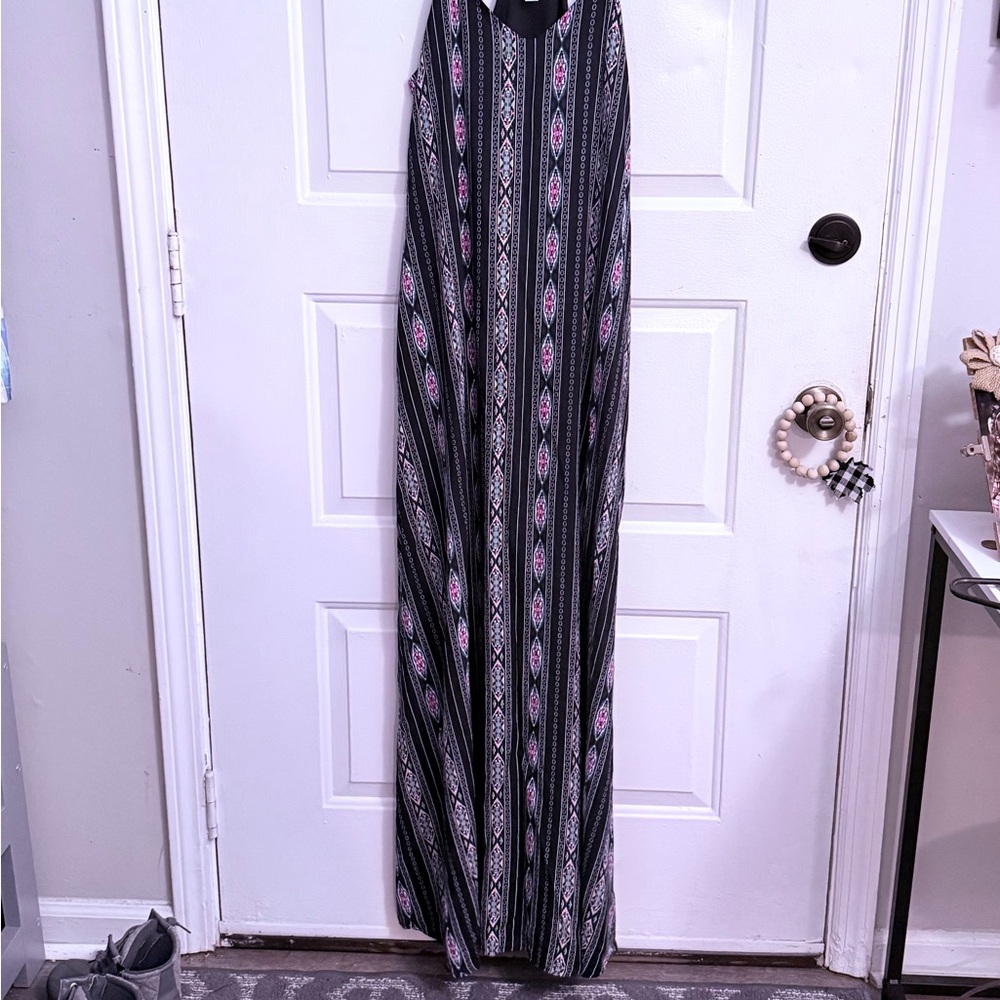 She + Sky Black and Pink Maxi Dress